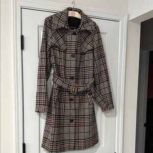 United Colors Of Benetton Checkered Trench Coat